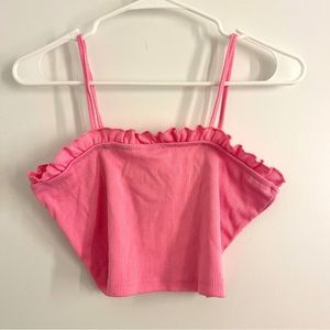 shein pink ribbed crop tank